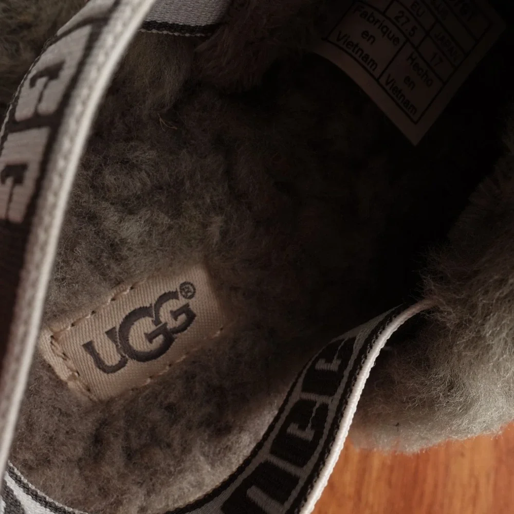 UGG Slippers Toddler SZ 10 Gray Fluff Yeah Slingback Fur Lined Cozy Winter Flat